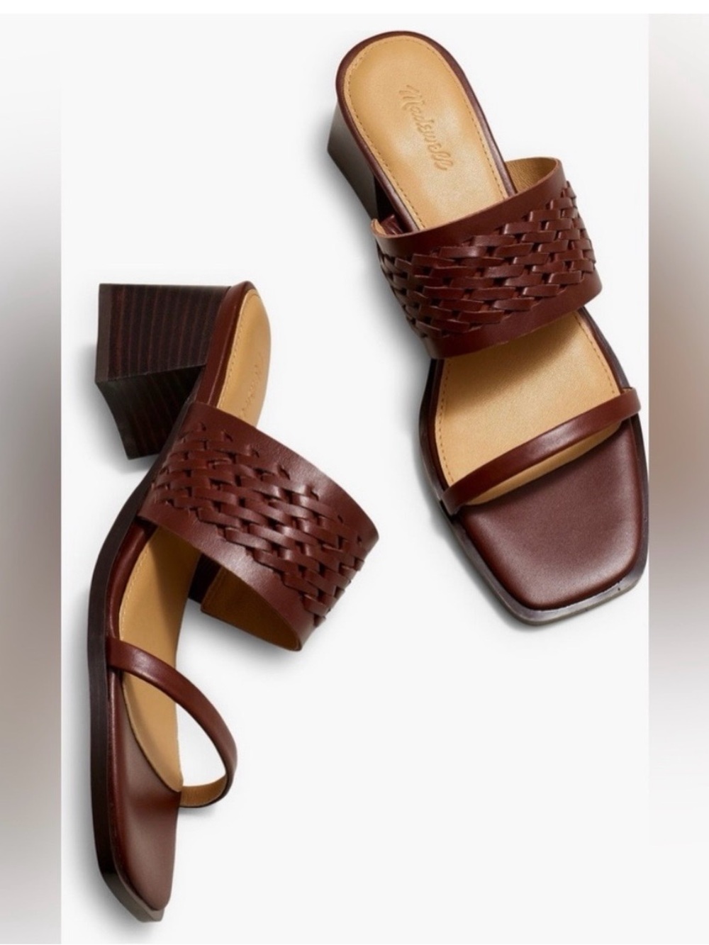 Madewell Roni Kiera Woven Leather Block Heel Sandal